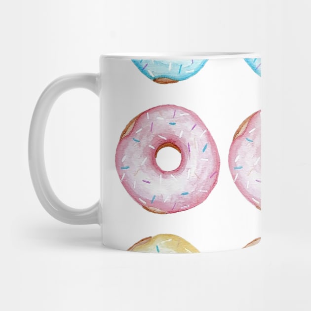 Watercolor fun bright donut pattern by kuallidesigns